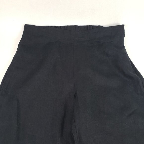 Talbots 100% Linen Wide Leg Pant Womens Large Black Lightweight Side Zip Trouser - Picture 5 of 12